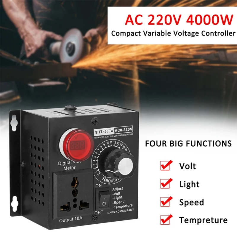ABFY-4000W Компактный регулятор переменного напряжения Портативный регулятор напряжения SCR для регулировки скорости и температуры, вилка европейского стандарта
ABFY-4000W Компактный регулятор переменного напряжения Портативный регулятор напряжения SCR для регулировки скорости и температуры, вилка европейского стандарта