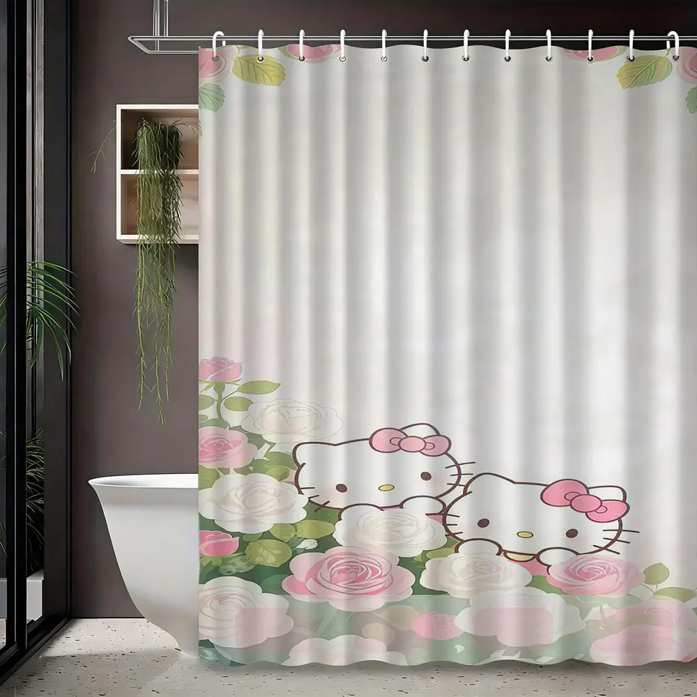 Pastel Rose Floral Hello Kitty Pattern Shower Curtain Waterproof Mildew Resistant With Hooks Easy Installation For Bathroom Home
Pastel Rose Floral Hello Kitty Pattern Shower Curtain Waterproof Mildew Resistant With Hooks Easy Installation For Bathroom Home