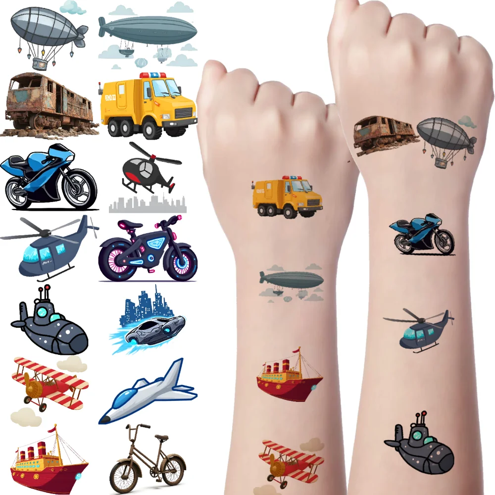 63pcs Temporary Tattoo Transportation Icons Cartoon Vintage Vehicles Waterproof Long-lasting Body Stickers For Girls Boys
63pcs Temporary Tattoo Transportation Icons Cartoon Vintage Vehicles Waterproof Long-lasting Body Stickers For Girls Boys