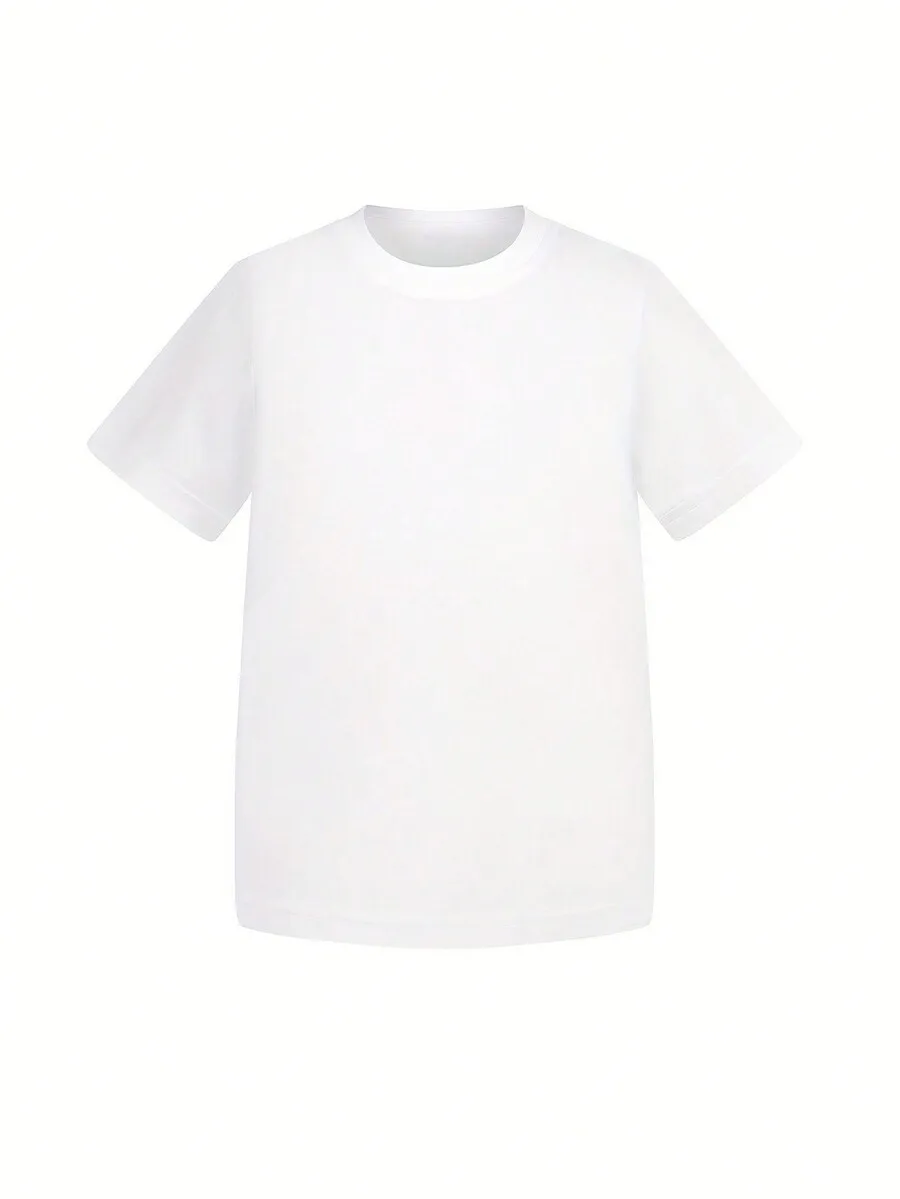 Plain White Round Neck Short Sleeve T-Shirt for Kids, Casual Summer Wear
Plain White Round Neck Short Sleeve T-Shirt for Kids, Casual Summer Wear