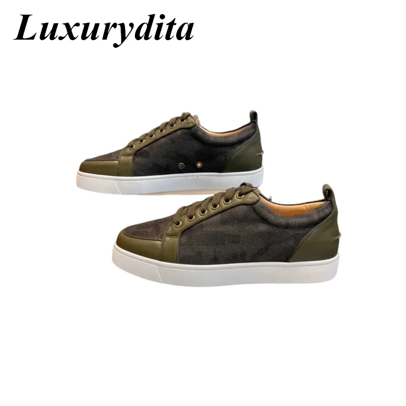 Top Quality Womens Trendy Casual Sneakers Luxury Mens Real Leather Tennis Shoes Designr Red Sole Tide Lovers Rivet Shoes HJ0574
Top Quality Womens Trendy Casual Sneakers Luxury Mens Real Leather Tennis Shoes Designr Red Sole Tide Lovers Rivet Shoes HJ0574