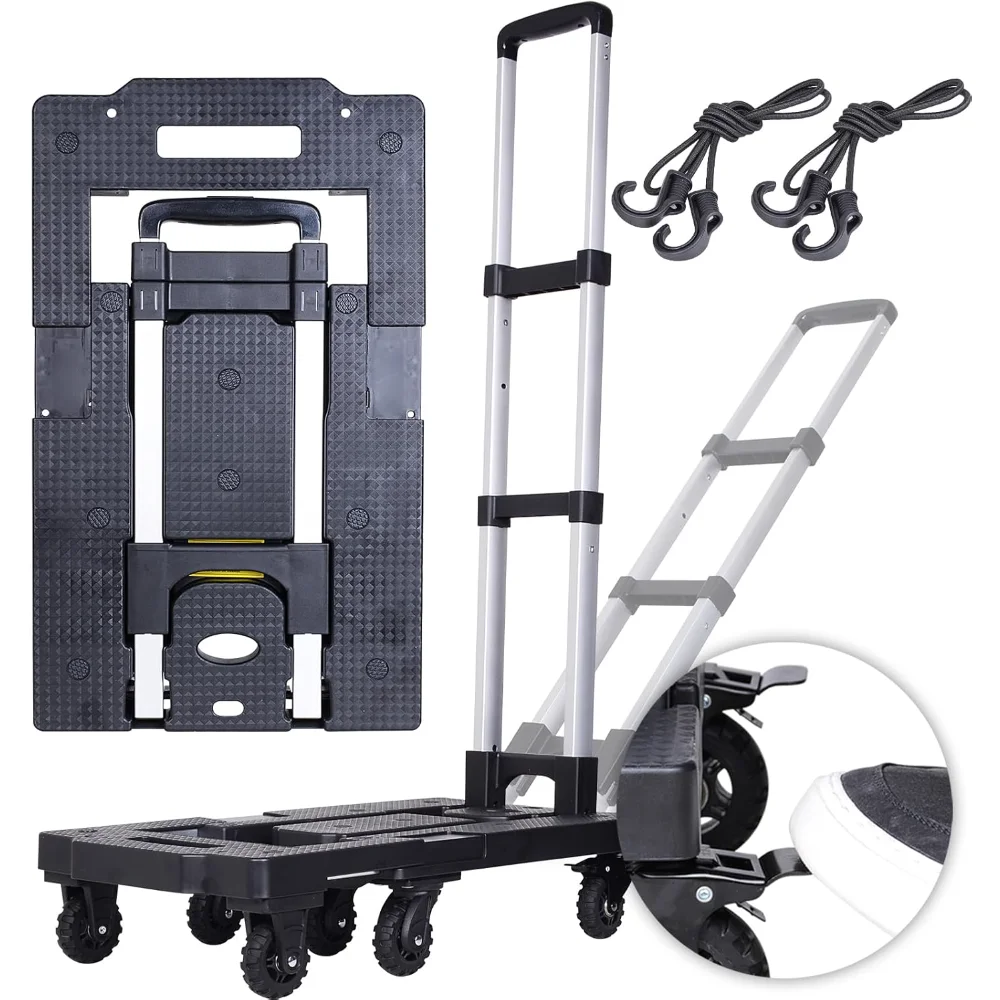 Upgraded 600LB Heavy Duty Folding Hand Truck Dolly,with 7 Wheels, Brakes, Handle Lock, and 2 Elastic Ropes for Luggage, Moving
Upgraded 600LB Heavy Duty Folding Hand Truck Dolly,with 7 Wheels, Brakes, Handle Lock, and 2 Elastic Ropes for Luggage, Moving