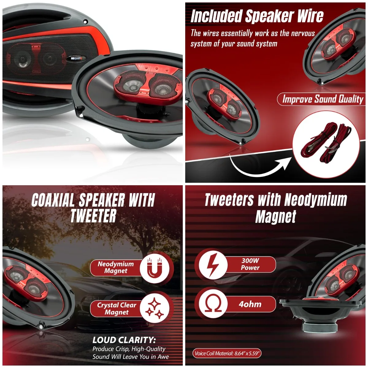 XK2-169 6x9-Inch 300 Watt 2-Way Coaxial Speaker System for Premium Car Audio
XK2-169 6x9-Inch 300 Watt 2-Way Coaxial Speaker System for Premium Car Audio