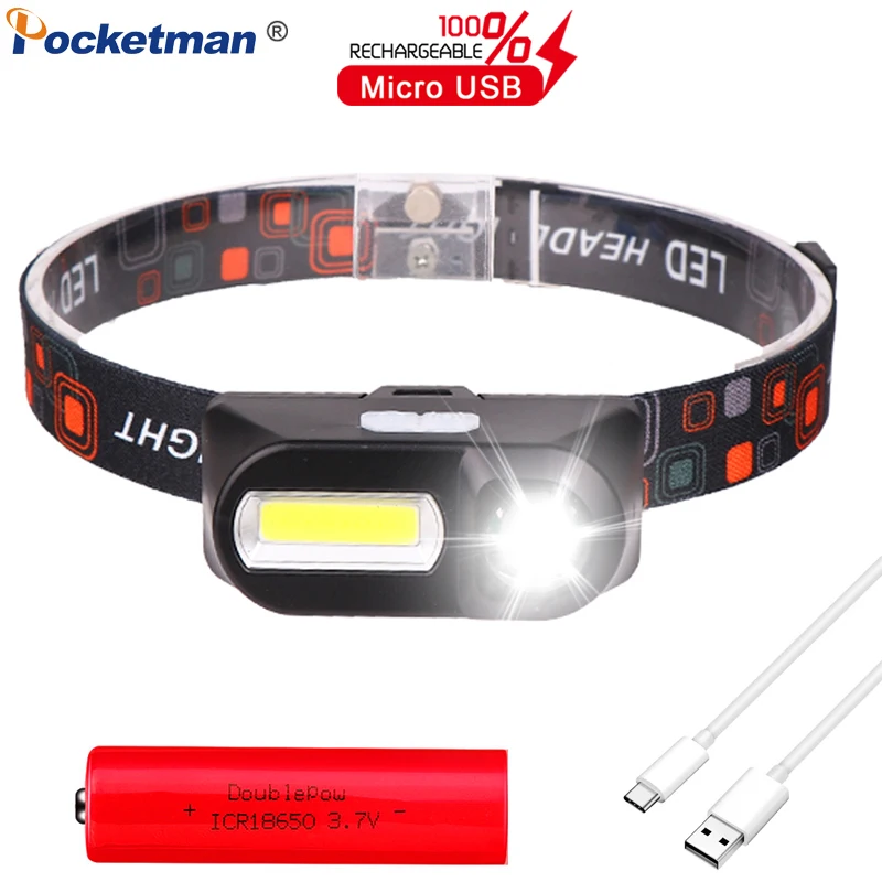 Mini COB+LED Headlamp High Bright USB Rechargeable 18650 Headlight Waterproof Lantern Head Flashlight for Camping Hiking hunting
Mini COB+LED Headlamp High Bright USB Rechargeable 18650 Headlight Waterproof Lantern Head Flashlight for Camping Hiking hunting