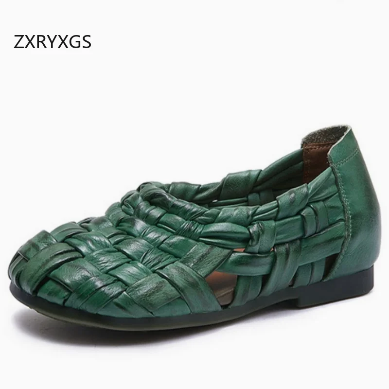 ZXRYXGS Premium 100% Genuine Leather Handmade Woven Sandals Women Fashionable Sandals 2025 Summer Retro Roman Sandals Flat Soft
ZXRYXGS Premium 100% Genuine Leather Handmade Woven Sandals Women Fashionable Sandals 2025 Summer Retro Roman Sandals Flat Soft