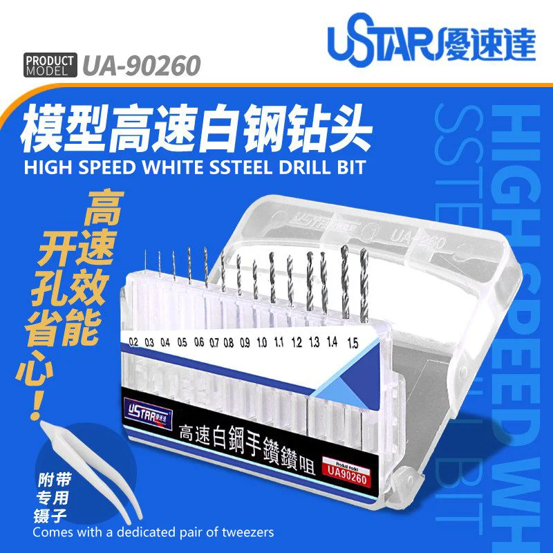 U-STAR UA-90260 14Pcs White Steel Drill Bit Kit, 0.2-1.5mm High Precision Mini Drill Bits for Military Model & Handmade Crafts
U-STAR UA-90260 14Pcs White Steel Drill Bit Kit, 0.2-1.5mm High Precision Mini Drill Bits for Military Model & Handmade Crafts