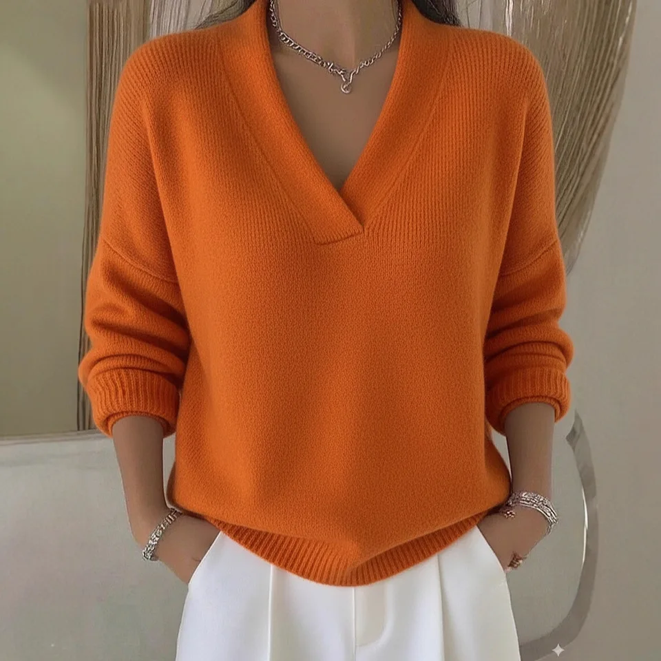 2025 Knitted V-neck Loose Sweater Autumn and Winter New Solid Color Casual Fashion Women's Knitted Sweater
2025 Knitted V-neck Loose Sweater Autumn and Winter New Solid Color Casual Fashion Women's Knitted Sweater