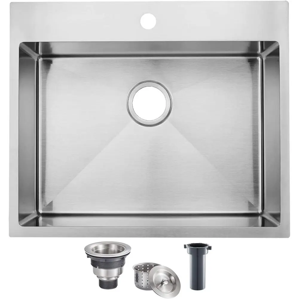 25x22 Inch Drop In Kitchen Sink, Top Mount 16 Gauge 304 Stainless Steel 25 Inch Drop In RV Laundry Utility Sink, Brushed Nickel
25x22 Inch Drop In Kitchen Sink, Top Mount 16 Gauge 304 Stainless Steel 25 Inch Drop In RV Laundry Utility Sink, Brushed Nickel