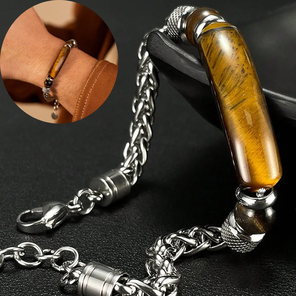 Trendy Gift for Mens Natural Stone Bracelets,Waterproof Stainless Steel Wheat Chain Wristband,Stylish Jewelry Gifts 
Trendy Gift for Mens Natural Stone Bracelets,Waterproof Stainless Steel Wheat Chain Wristband,Stylish Jewelry Gifts