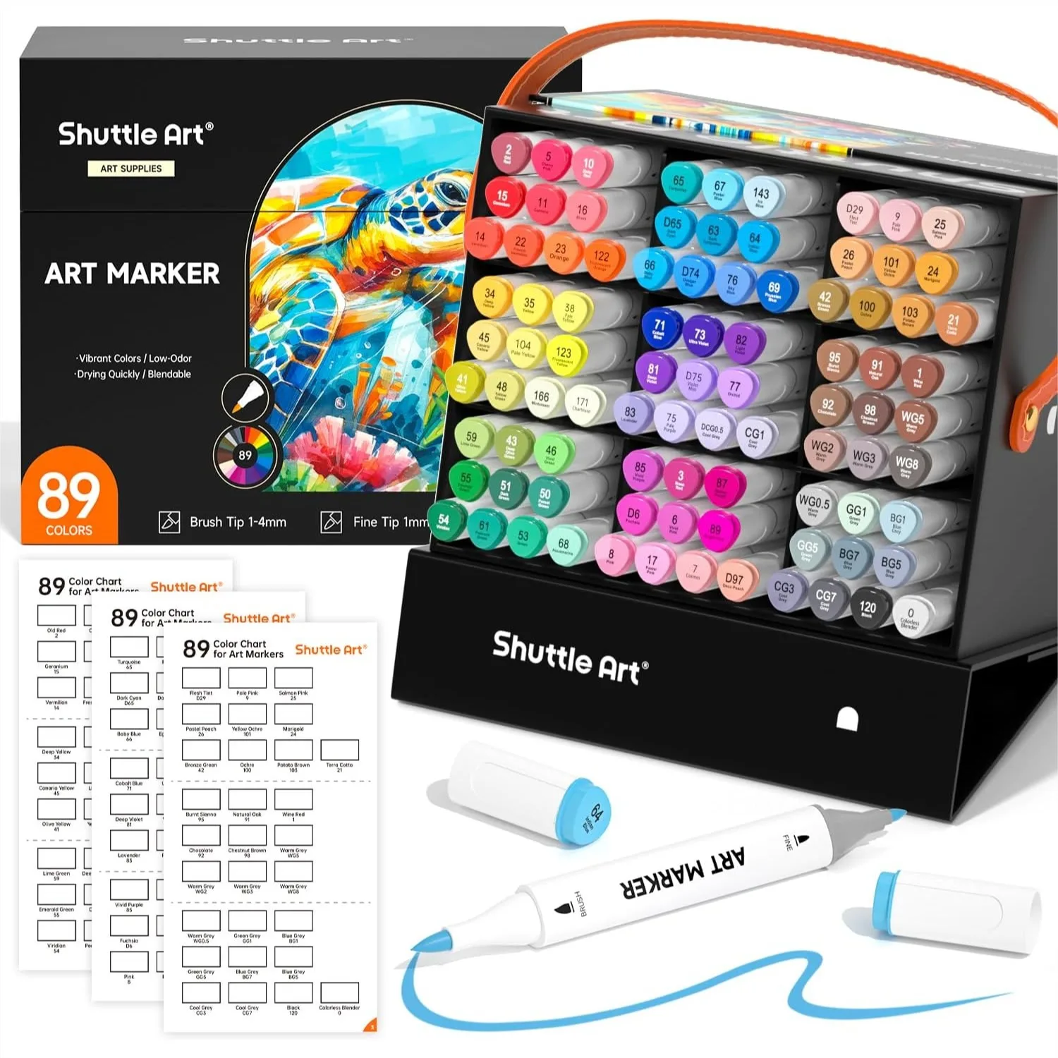89 Colors Alcohol Markers Dual Tip Brush & Fine Tip Art Marker Set with Case for Illustration Students Adults Coloring Sketching
89 Colors Alcohol Markers Dual Tip Brush & Fine Tip Art Marker Set with Case for Illustration Students Adults Coloring Sketching