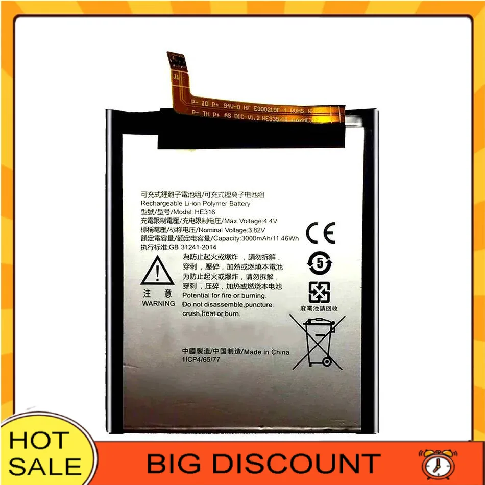 Mobile Phone Battery HE316 3000Mah For Nokia 6 Nokia6 N6 TA-1000 TA-1003 TA-1021 TA-1025 TA-1033 TA-1039
Mobile Phone Battery HE316 3000Mah For Nokia 6 Nokia6 N6 TA-1000 TA-1003 TA-1021 TA-1025 TA-1033 TA-1039
