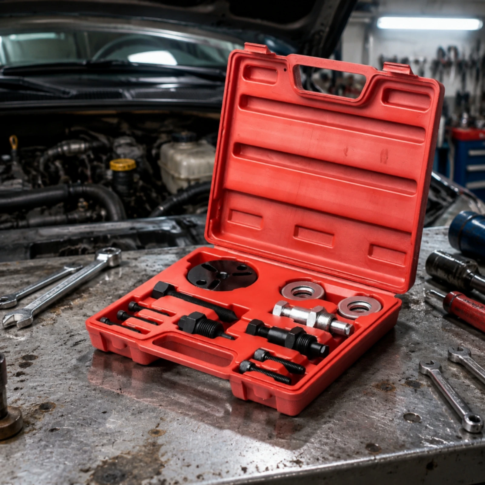 A/C Compressor Clutch Tool Kit Universal Air Conditioning Compressor Repair Tool Kit Heavy Duty Many Makes and Models
A/C Compressor Clutch Tool Kit Universal Air Conditioning Compressor Repair Tool Kit Heavy Duty Many Makes and Models
