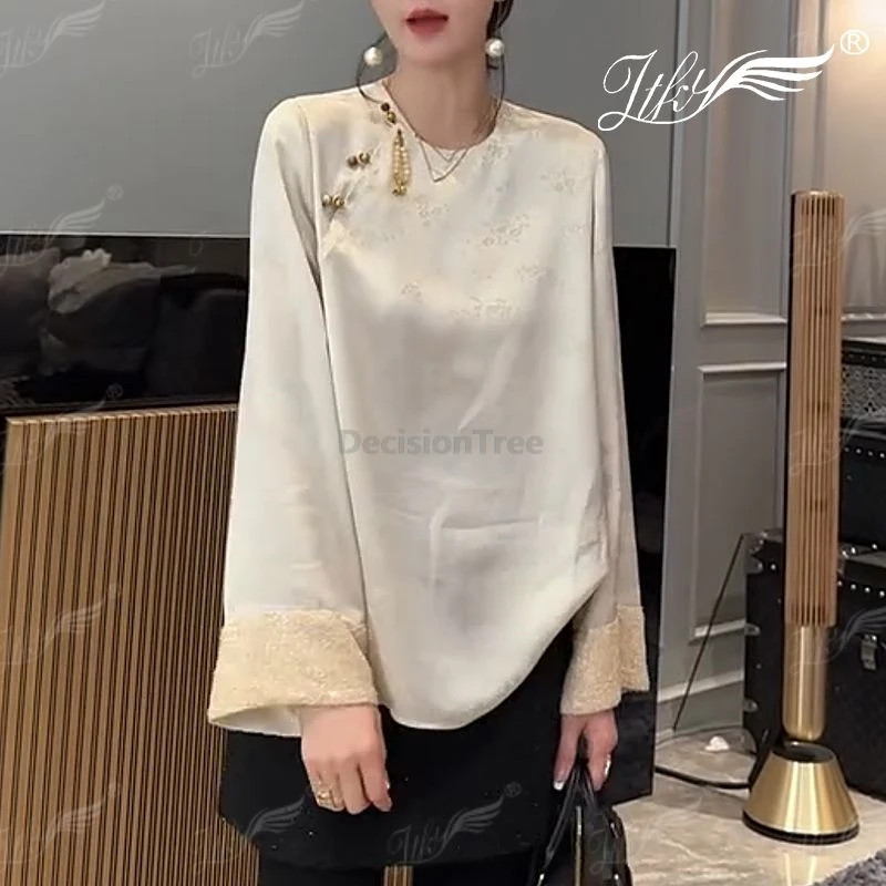 2025 vintage design sense chinese qipao top ethnic style retro disc buckle jacquard blouse chic cuff sequin design women's top
2025 vintage design sense chinese qipao top ethnic style retro disc buckle jacquard blouse chic cuff sequin design women's top