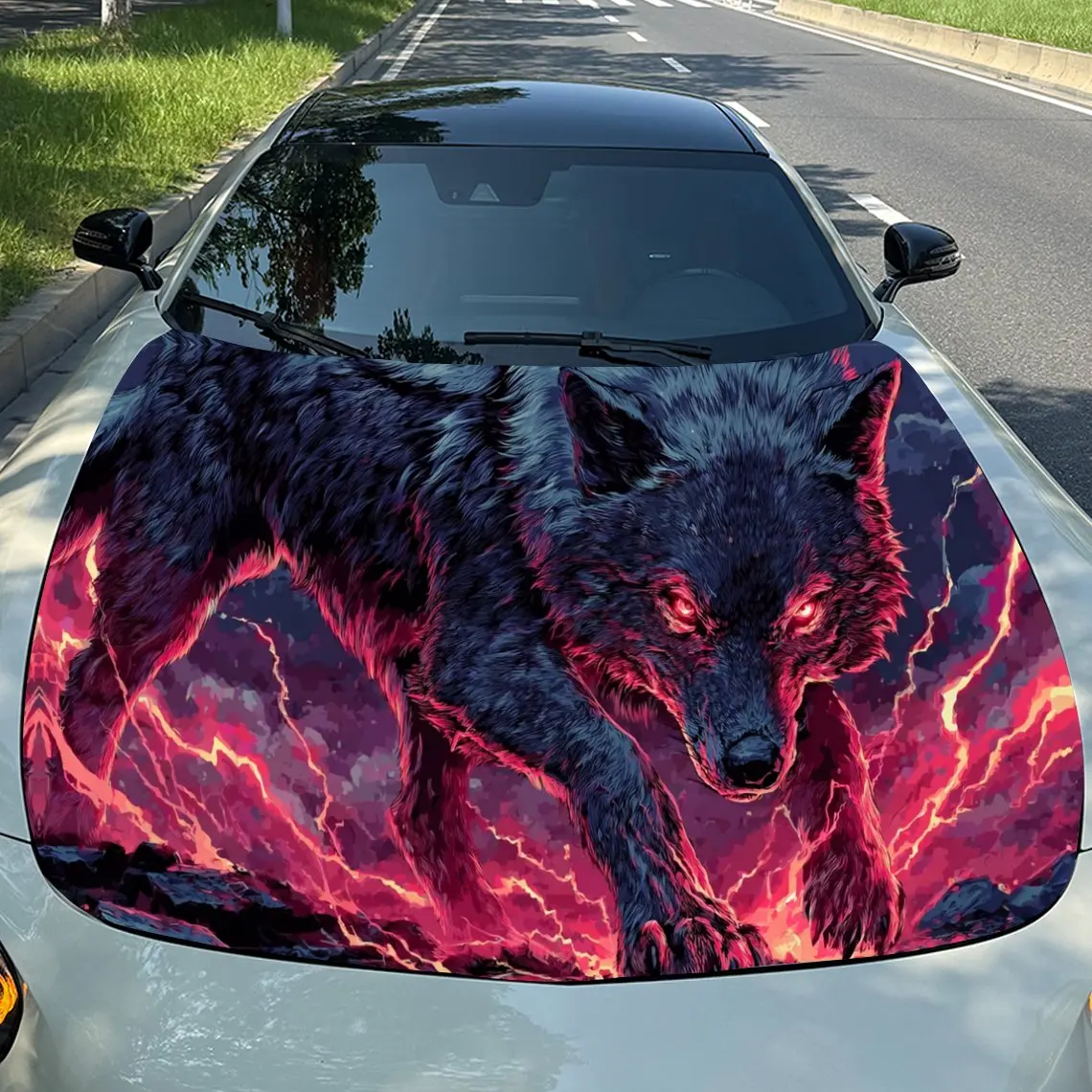 Scarlet Thunder Demon Wolf Car Vinyl Wrap, PVC Material Waterproof Car Hood Sticker, Self-Adhesive Scratch-Resistant Stickers fo
Scarlet Thunder Demon Wolf Car Vinyl Wrap, PVC Material Waterproof Car Hood Sticker, Self-Adhesive Scratch-Resistant Stickers fo