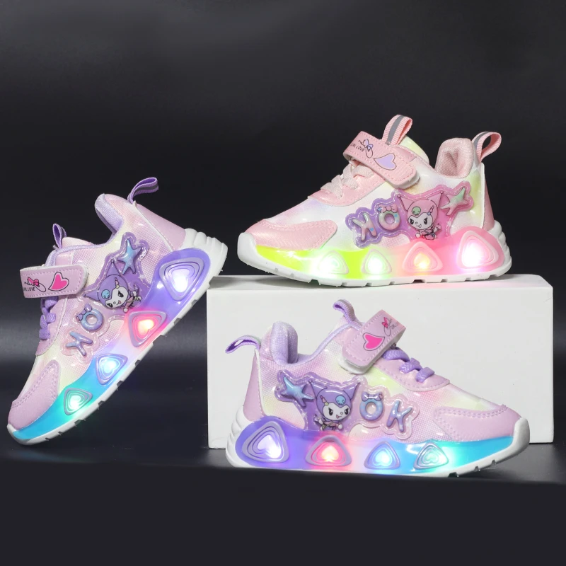 Kids'Casual Shoes Kuromi Led Light PU Leather Spring Shoes For Girls Anti-slip Soft Thick Bottom Pink Purple Shoes Size 21-30
Kids'Casual Shoes Kuromi Led Light PU Leather Spring Shoes For Girls Anti-slip Soft Thick Bottom Pink Purple Shoes Size 21-30