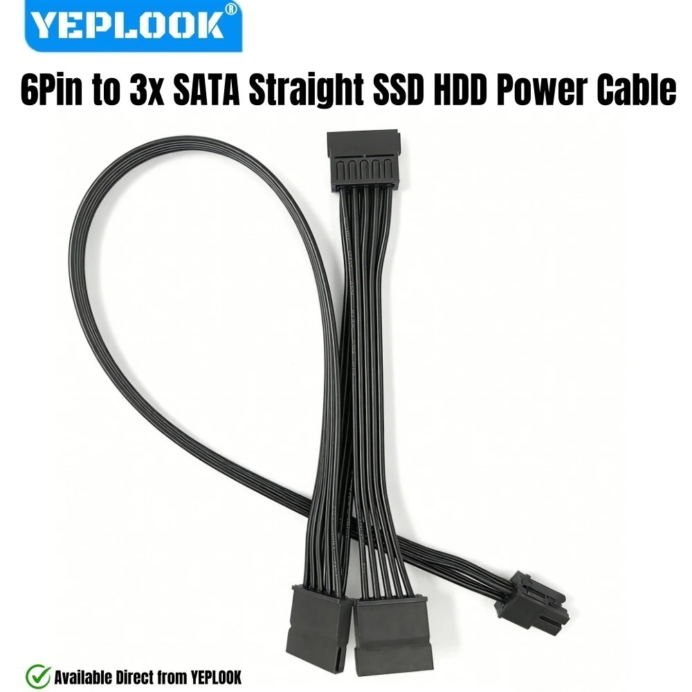 YEPLOOK HDD SSD Power Cable, 6Pin to 3x SATA Straight for Corsair RM1000, RM850, RM750, RM650, RM550 RM450 Type 3 Modular Powers
YEPLOOK HDD SSD Power Cable, 6Pin to 3x SATA Straight for Corsair RM1000, RM850, RM750, RM650, RM550 RM450 Type 3 Modular Powers
