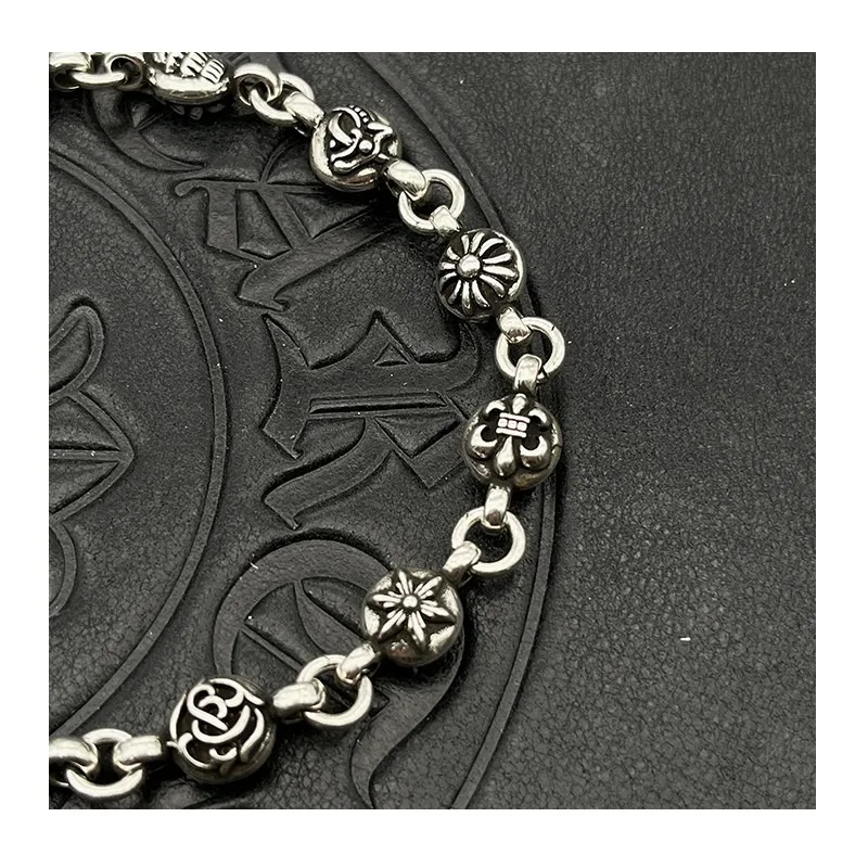 Punk Hip Hop Thai Silver Vintage Six Element Ball Bracelet Men and Women Cross Flower Jewelry Scout Flower Adjustable
Punk Hip Hop Thai Silver Vintage Six Element Ball Bracelet Men and Women Cross Flower Jewelry Scout Flower Adjustable