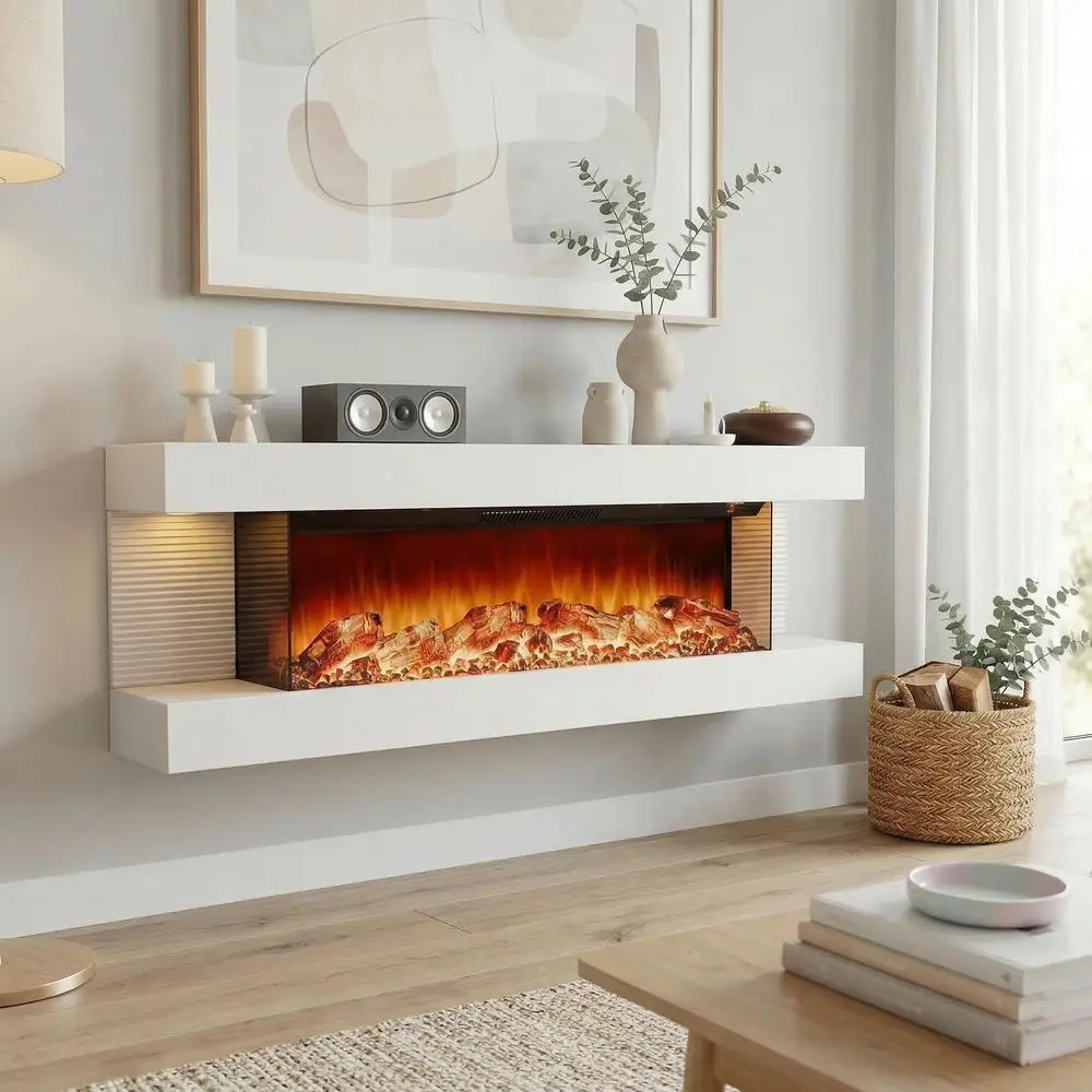 Wall Mount Electric Fireplace, 50 Fireplace with LED Side Lights, 12 Color Flame Effect, Timer, 1500 750 Watt Heater, White
Wall Mount Electric Fireplace, 50 Fireplace with LED Side Lights, 12 Color Flame Effect, Timer, 1500 750 Watt Heater, White
