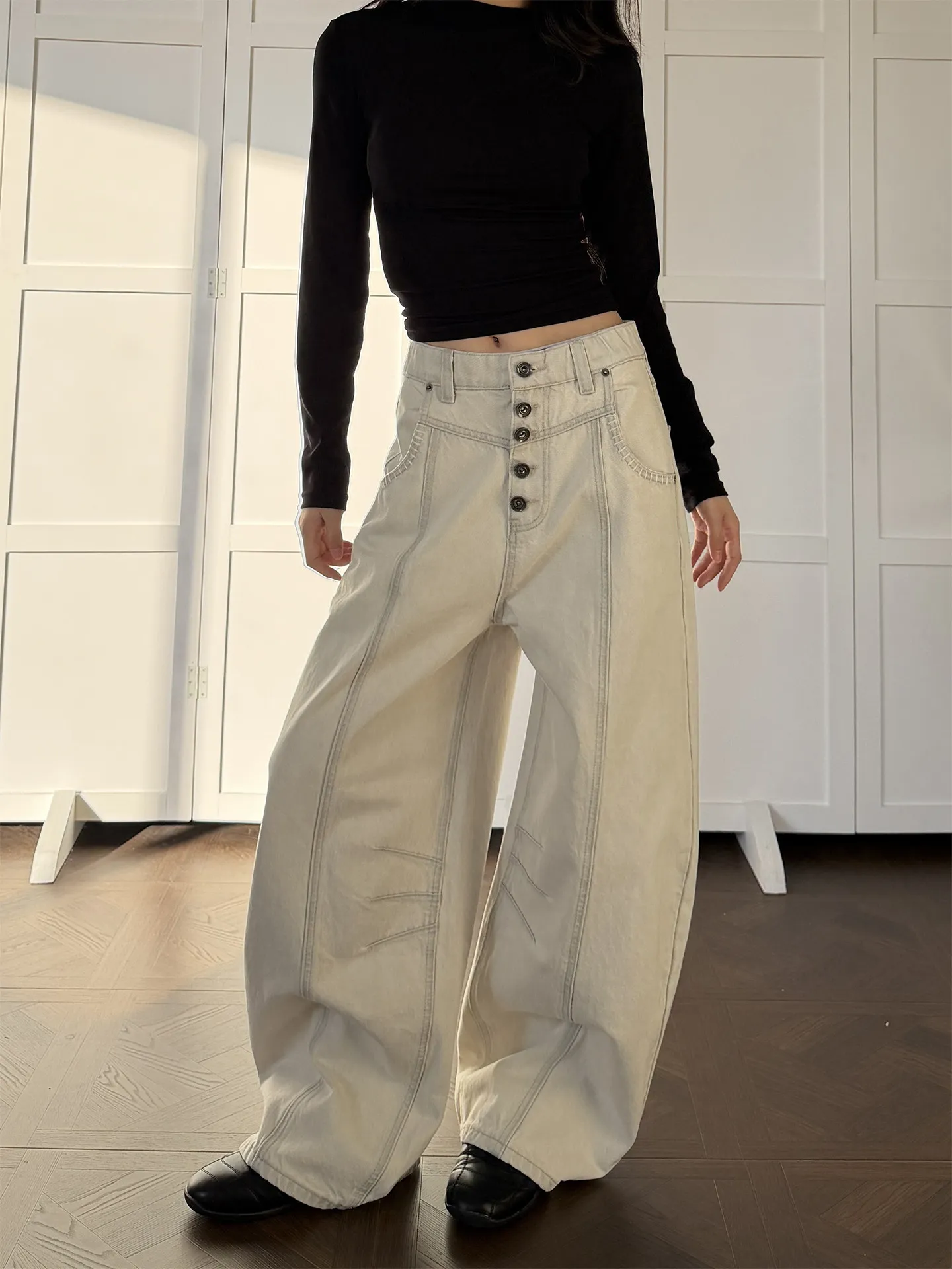 Retro American High Street Button Design Wide Leg Jeans Men's Loose Straight Cut White Knife Trendy Casual Jeans
Retro American High Street Button Design Wide Leg Jeans Men's Loose Straight Cut White Knife Trendy Casual Jeans