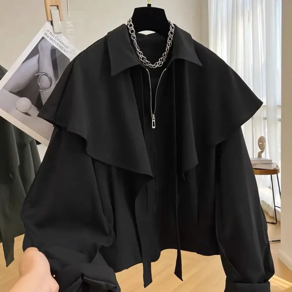 Women Fashion Design Cape Shawl Casual Cropped Jacket Women's Spring And Autumn Jacket High-end Top Trend Womens Coats
Women Fashion Design Cape Shawl Casual Cropped Jacket Women's Spring And Autumn Jacket High-end Top Trend Womens Coats