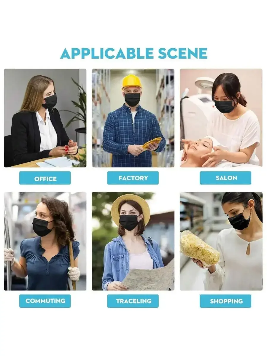 100 Pcs Black Disposable Face Masks 3-Ply Comfortable With Skin-Friendly Ear Loops For Work Commute Shopping
100 Pcs Black Disposable Face Masks 3-Ply Comfortable With Skin-Friendly Ear Loops For Work Commute Shopping