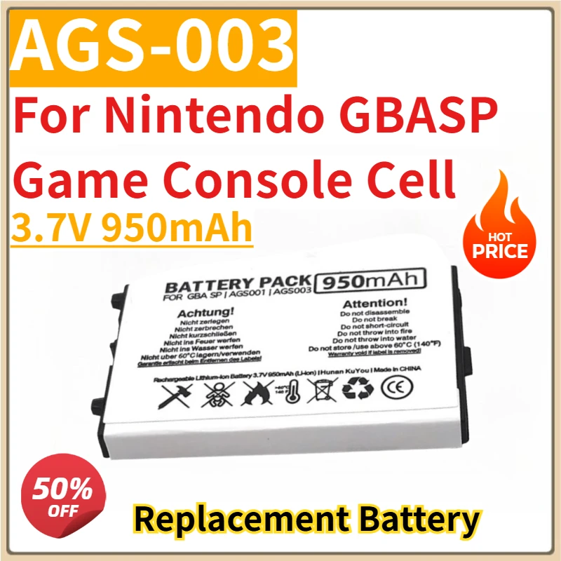 New Replacement Battery AGS-003 3.7V 950mAh for Nintendo GBASP Game Console Cell 
New Replacement Battery AGS-003 3.7V 950mAh for Nintendo GBASP Game Console Cell