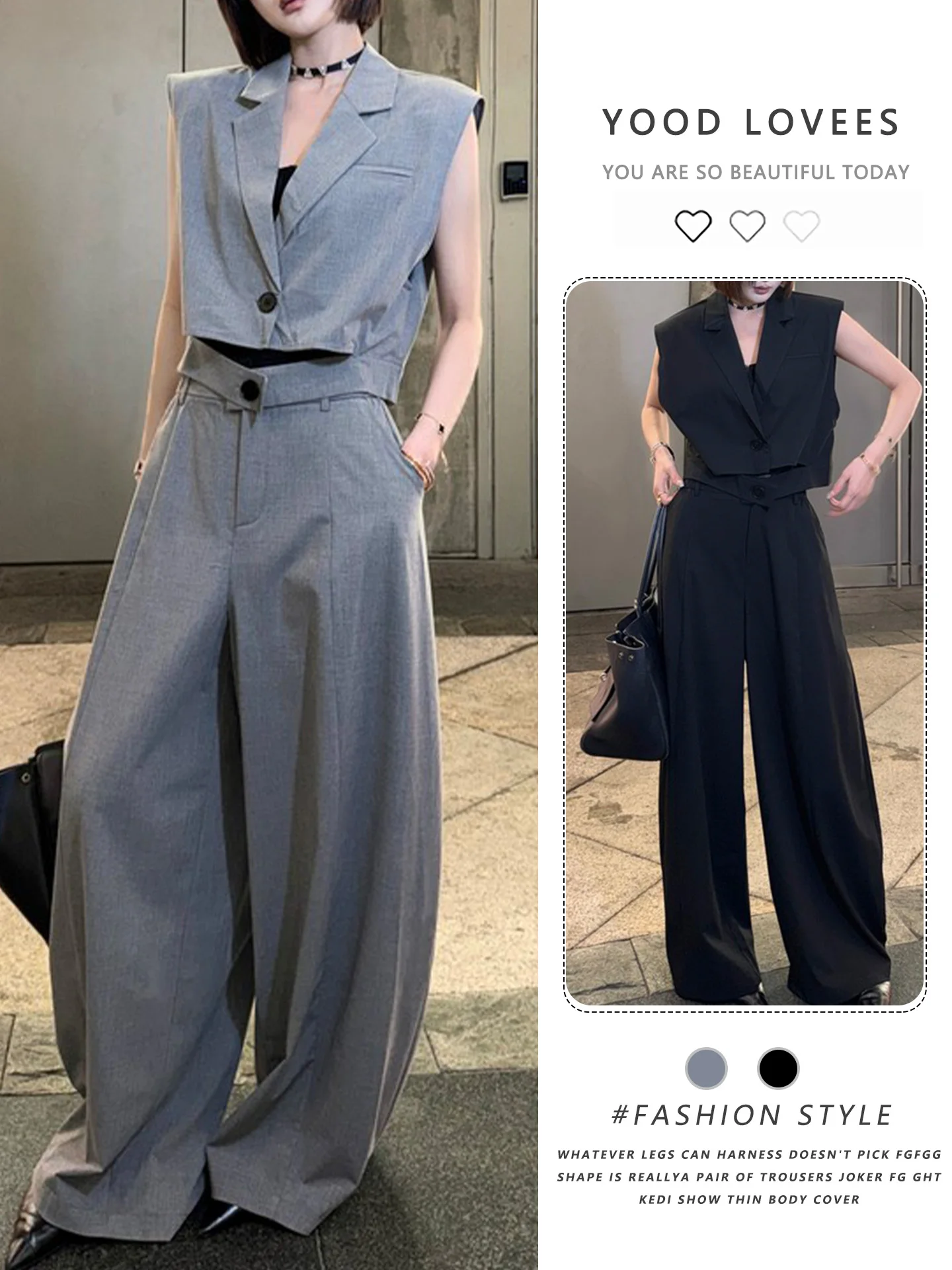 Casual Short Sleeveless Women's Suit Vest Set Summer 2026 New Style High Waist Wide Leg Pants Two Piece Set Fashionable Ensemble
Casual Short Sleeveless Women's Suit Vest Set Summer 2026 New Style High Waist Wide Leg Pants Two Piece Set Fashionable Ensemble