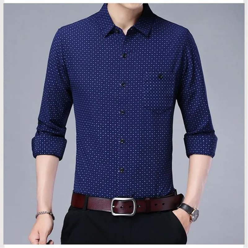 Spring and Autumn Long Sleeve Men's Shirt Button Dot British Loose Size Fashion Casual Cardigan Streetwear Polka Dot Tops
Spring and Autumn Long Sleeve Men's Shirt Button Dot British Loose Size Fashion Casual Cardigan Streetwear Polka Dot Tops