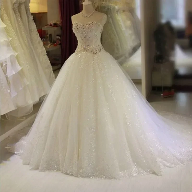 Customized Sweetheart Crystal Beaded Rhinestone Ball Gown Princess Wedding Dress Vestidos De Noiva Plus Size Bridal Gown
Customized Sweetheart Crystal Beaded Rhinestone Ball Gown Princess Wedding Dress Vestidos De Noiva Plus Size Bridal Gown