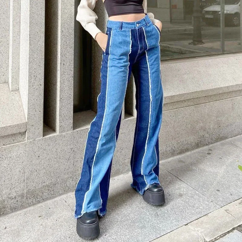 Two Tone Jeans Women Spring Fashion Slim High Waist Blue Patchwork Jeans Female Casual Loose Tassel Wide Leg Pants Streetwear
Two Tone Jeans Women Spring Fashion Slim High Waist Blue Patchwork Jeans Female Casual Loose Tassel Wide Leg Pants Streetwear