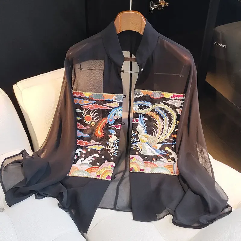 High Street Casual Loose Embroidered Button Elegant Chic Cardigan Spring Summer New Solid Color Fashion Long Sleeve Shirt Women
High Street Casual Loose Embroidered Button Elegant Chic Cardigan Spring Summer New Solid Color Fashion Long Sleeve Shirt Women