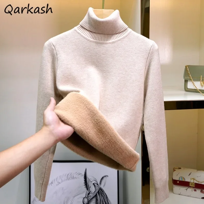 Pullovers Women Slim Elastic Basic Winter Plus-velvet Warm Simple Inner Sweaters Turtleneck Soft Leisure Popular Korean Clothing
Pullovers Women Slim Elastic Basic Winter Plus-velvet Warm Simple Inner Sweaters Turtleneck Soft Leisure Popular Korean Clothing