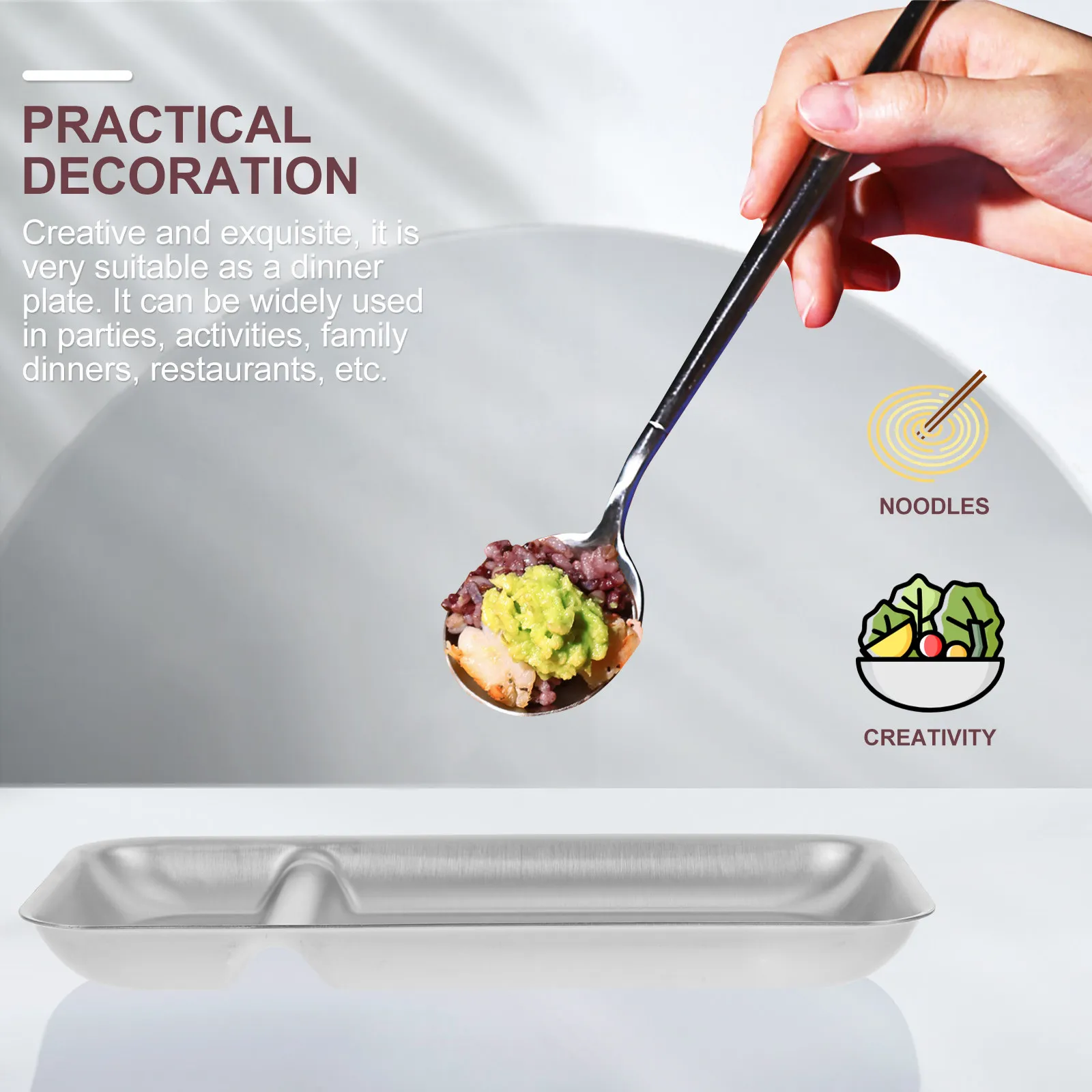 1Pcs Premium Stainless Steel Food Compartment Plate Creative Serving Dish for Dumplings Cookies Breakfast Lunch Dinner Events
1Pcs Premium Stainless Steel Food Compartment Plate Creative Serving Dish for Dumplings Cookies Breakfast Lunch Dinner Events