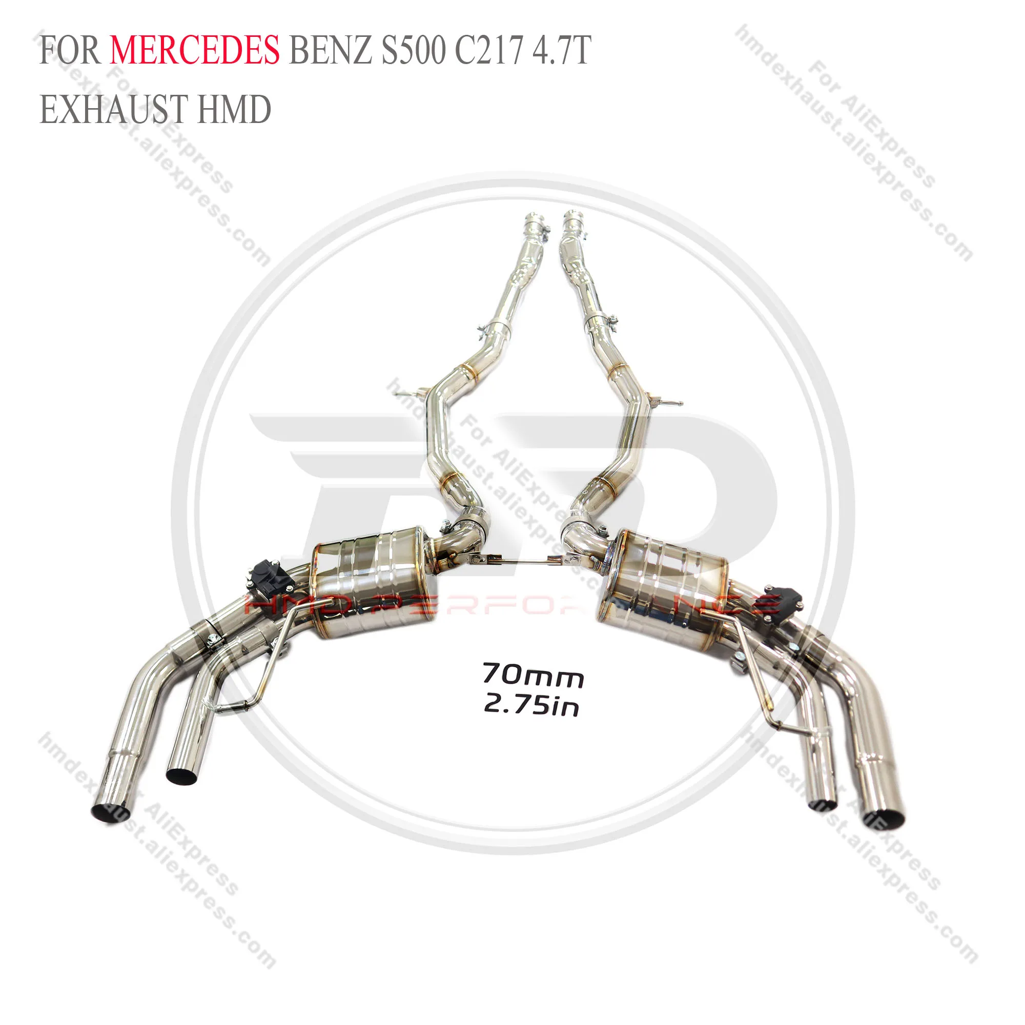 Выхлопная система Catback из нержавеющей стали для Mercedes Benz S500 C217 4.7T с клапаном HMD, сертифицированная по стандартам качества.
Выхлопная система Catback из нержавеющей стали для Mercedes Benz S500 C217 4.7T с клапаном HMD, сертифицированная по стандартам качества.