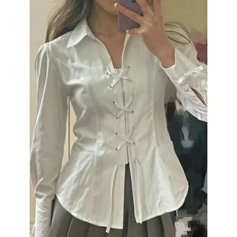 Shirts Women French Style Spring Slim Inside Retro Solid Student Preppy Schoolgirl Mujer Sweet Ladies All-match Basic Clothing
Shirts Women French Style Spring Slim Inside Retro Solid Student Preppy Schoolgirl Mujer Sweet Ladies All-match Basic Clothing