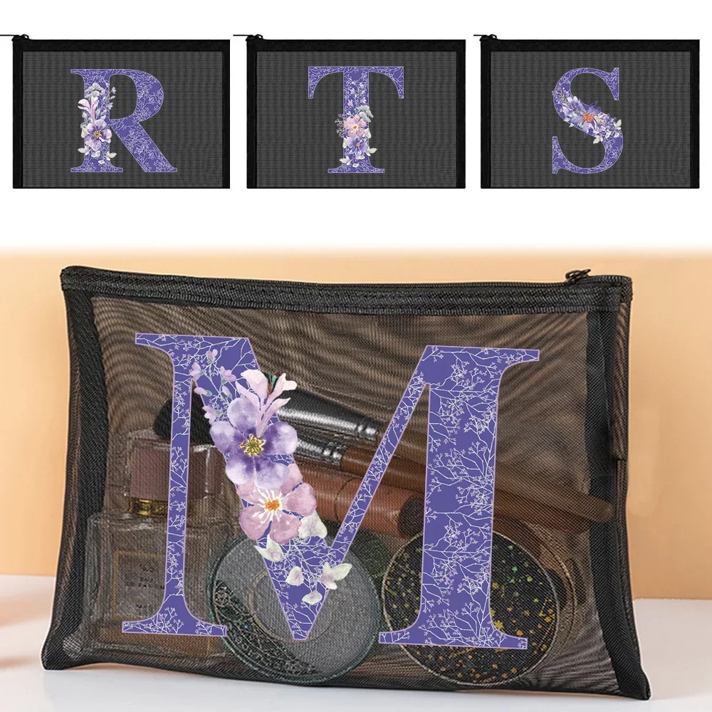 Mesh Cosmetic Bag Travel Storage Makeup Bags Female Make Up Pouch Portable Multifunction Printing Series Purple flower Case
Mesh Cosmetic Bag Travel Storage Makeup Bags Female Make Up Pouch Portable Multifunction Printing Series Purple flower Case