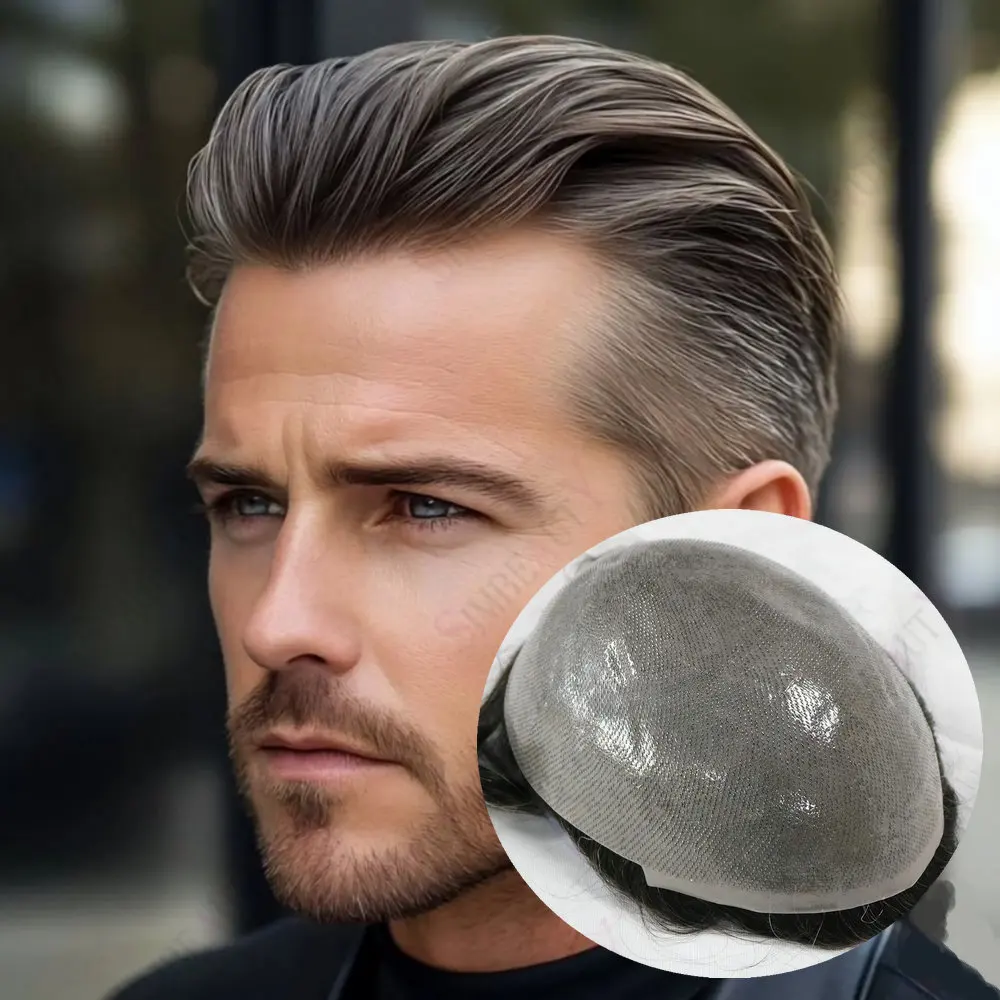 Невидимая линия волос 0,06 мм, тонкая кожа, мужской парик, натуральные человеческие волосы, мужской парик, прочная серо-коричневая система волос, капиллярный протез 
Невидимая линия волос 0,06 мм, тонкая кожа, мужской парик, натуральные человеческие волосы, мужской парик, прочная серо-коричневая система волос, капиллярный протез