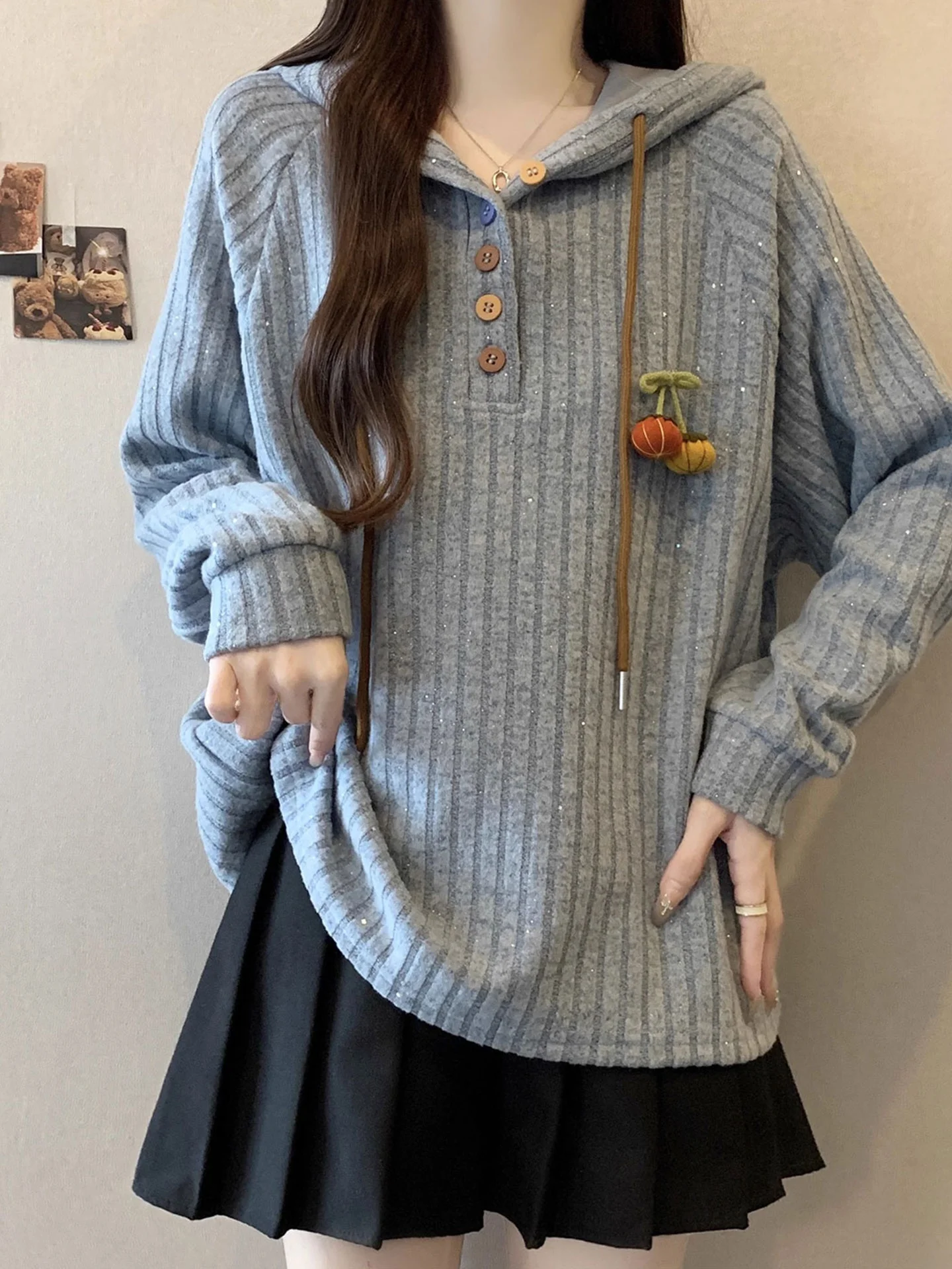 Light Blue Knitted Hoodie Women's Spring plus Size oulder Insertion Sve Casual Comfortable Flaing Top Streetwear
Light Blue Knitted Hoodie Women's Spring plus Size oulder Insertion Sve Casual Comfortable Flaing Top Streetwear
