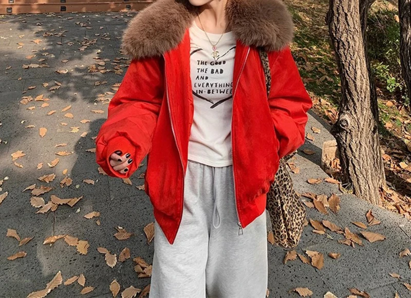 Fashionable Loose Casual Red Big Fur Collar Cotton Jacket for Women's Winter New Jacket Jacket 2025
Fashionable Loose Casual Red Big Fur Collar Cotton Jacket for Women's Winter New Jacket Jacket 2025