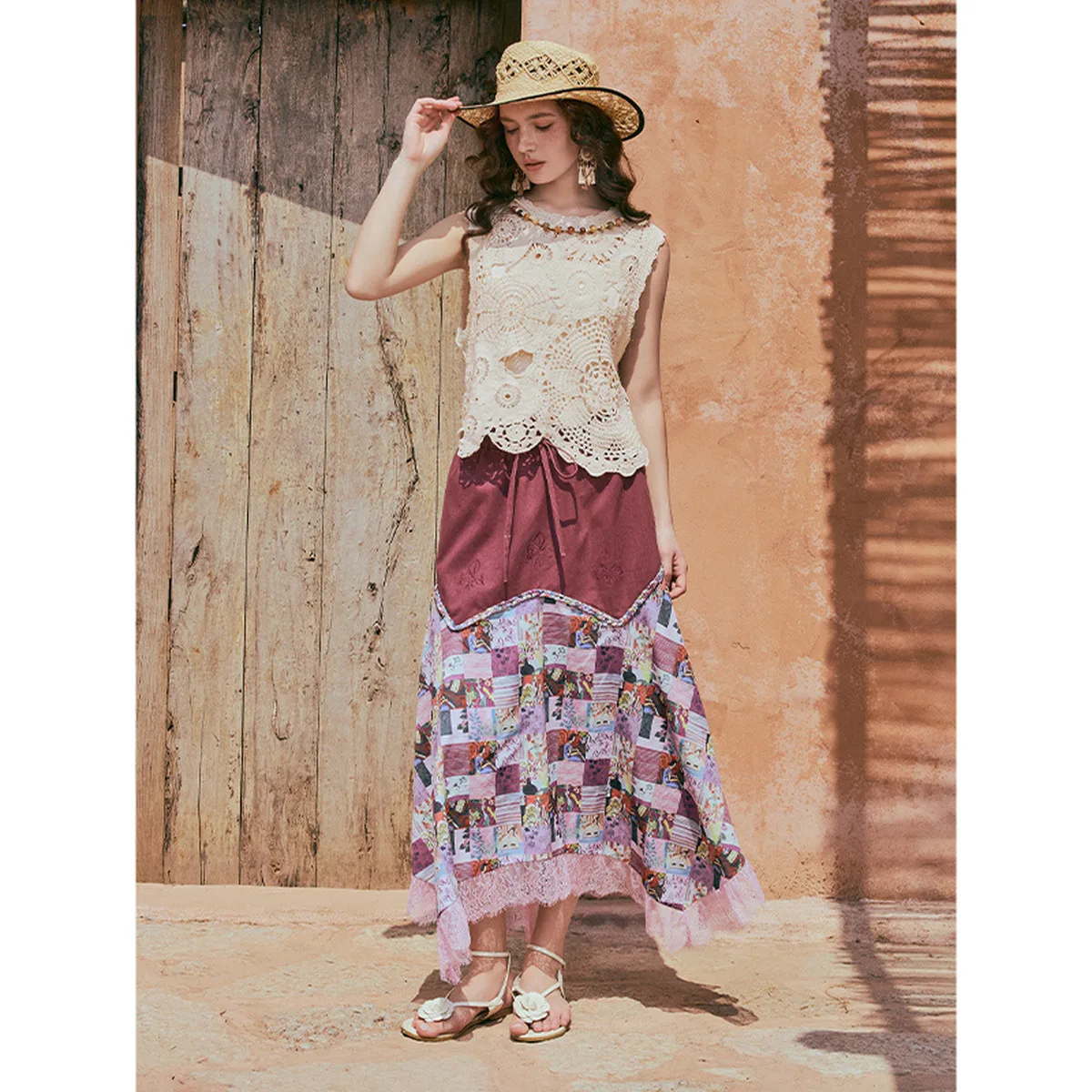 Summer Elegant Grape Print Patchwork Lace Trim Asymmetrical Skirt
Summer Elegant Grape Print Patchwork Lace Trim Asymmetrical Skirt