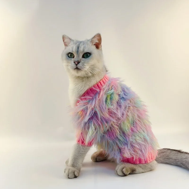 Colorful Cat Sweater, Long Plush, Soft and Comfortable Cardigan, Korean Style Pets, Autumn and Winter, Thick and Warm, Cat Costu
Colorful Cat Sweater, Long Plush, Soft and Comfortable Cardigan, Korean Style Pets, Autumn and Winter, Thick and Warm, Cat Costu