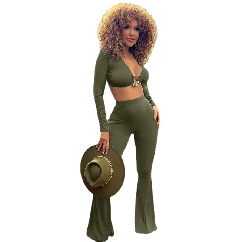 Women's Suit Wool Scratch Warm Europe and America 2022 Autumn and Winter New Sexy Long Sleeve V-Neck Flare Pants Two Piece Set
Women's Suit Wool Scratch Warm Europe and America 2022 Autumn and Winter New Sexy Long Sleeve V-Neck Flare Pants Two Piece Set