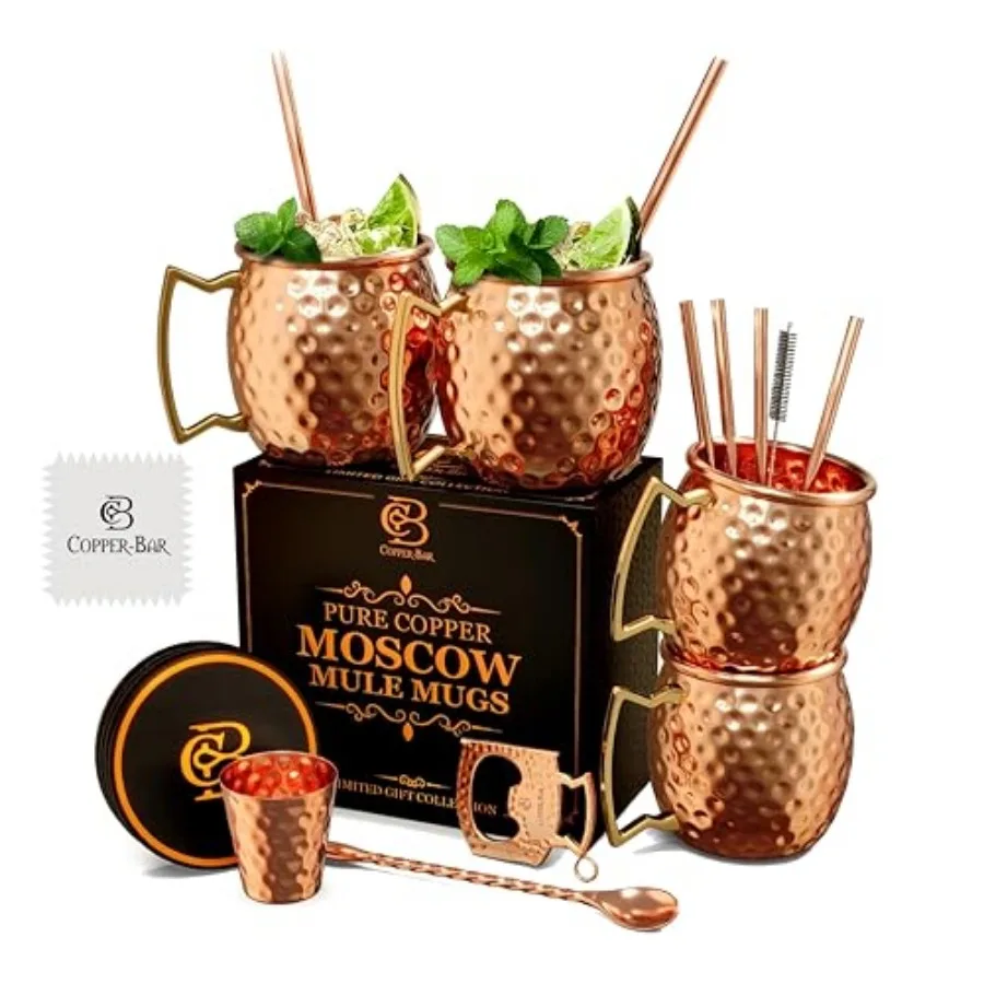 Moscow Mule Copper Mugs - Unique HANDCRAFTED Gift Hammered by Artisan 100% Pure Solid Copper Cups 16oz for Drinking Water and C
Moscow Mule Copper Mugs - Unique HANDCRAFTED Gift Hammered by Artisan 100% Pure Solid Copper Cups 16oz for Drinking Water and C