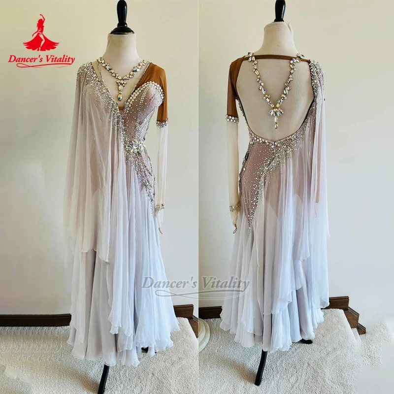 Women Standard Ballroom Dance American Style Perform&Contest Long Sleeves Dress Customize Dancer's Vitality Adult Waltz Clothing
Women Standard Ballroom Dance American Style Perform&Contest Long Sleeves Dress Customize Dancer's Vitality Adult Waltz Clothing