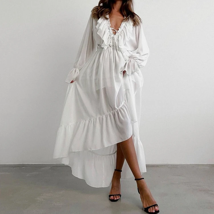 2025 New Arrival Women Long Sleeve V-Neck Loose Style Boho White Long Dress Flounce Chiffon Maxi Dress Vestidos Clothes
2025 New Arrival Women Long Sleeve V-Neck Loose Style Boho White Long Dress Flounce Chiffon Maxi Dress Vestidos Clothes