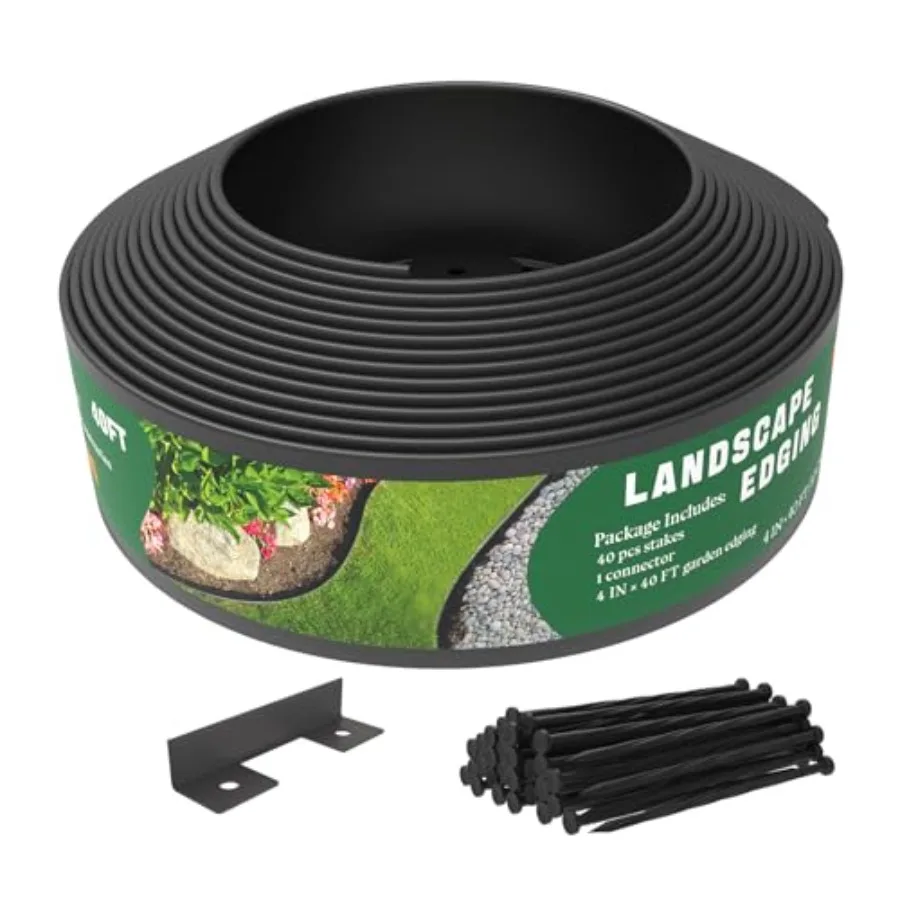 Landscape Edging 4 Inch Tall 40Feet Garden Edging Border with 40 Anchoring Spikes Flexible Garden Border Edging Kit Plastic Edg
Landscape Edging 4 Inch Tall 40Feet Garden Edging Border with 40 Anchoring Spikes Flexible Garden Border Edging Kit Plastic Edg