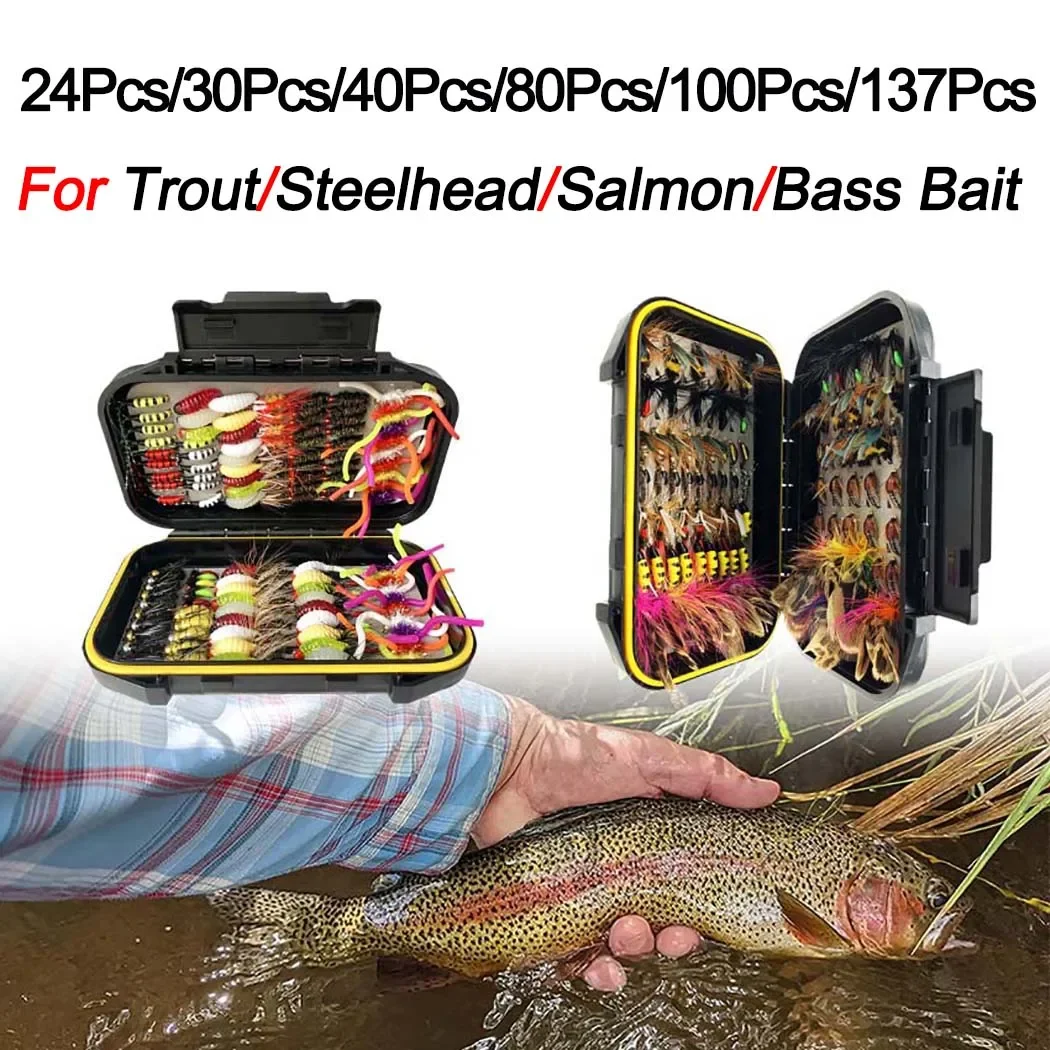24-137Pcs Wet Dry Flies Nymph Scud Midge Flies Kit Assortment with Box Tackle Trout Fishing Fly Lures Tying Hook
24-137Pcs Wet Dry Flies Nymph Scud Midge Flies Kit Assortment with Box Tackle Trout Fishing Fly Lures Tying Hook