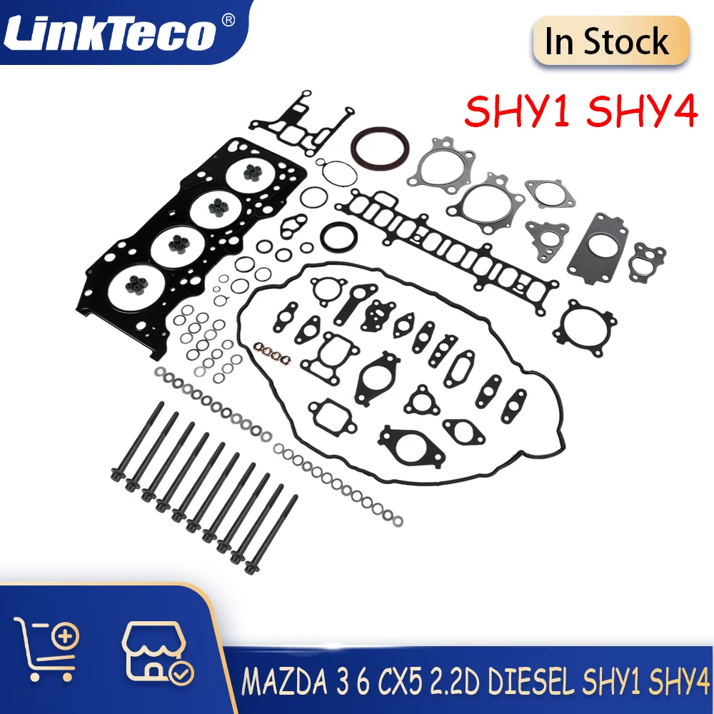 Head Gasket Set Head Bolts Full Gasket Set For 12-21 Mazda 3 6 CX5 2.2 D Diesel SHY1 SHY4 SHY6 8LK1-10-271B SH01-10-135(x10) 
Head Gasket Set Head Bolts Full Gasket Set For 12-21 Mazda 3 6 CX5 2.2 D Diesel SHY1 SHY4 SHY6 8LK1-10-271B SH01-10-135(x10)