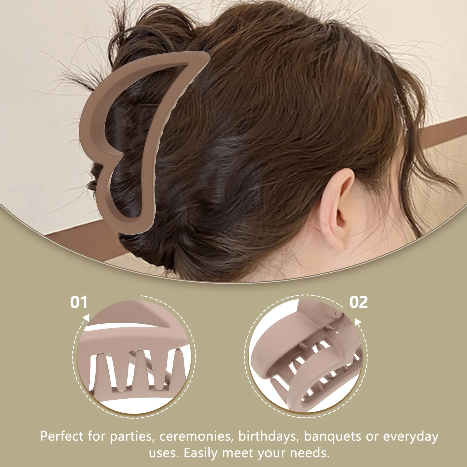 3pcs Large Matte Heart Claw Clips Cute Hair Grab Accessories Women Pink Beige Brown Bath Makeup Wash Styling Tool
3pcs Large Matte Heart Claw Clips Cute Hair Grab Accessories Women Pink Beige Brown Bath Makeup Wash Styling Tool