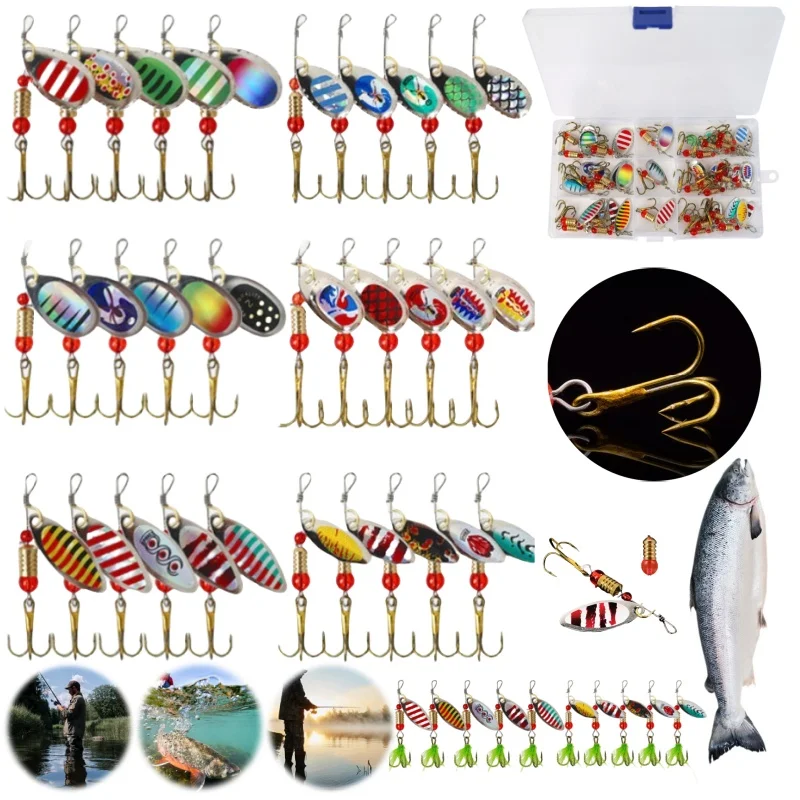 30pcs Spinner Fishing Lure Kit Metal Sequin Spoon Hard Bait Rotating Spinner Lure Bait for Bass Trout Perch Pike Tackle
30pcs Spinner Fishing Lure Kit Metal Sequin Spoon Hard Bait Rotating Spinner Lure Bait for Bass Trout Perch Pike Tackle